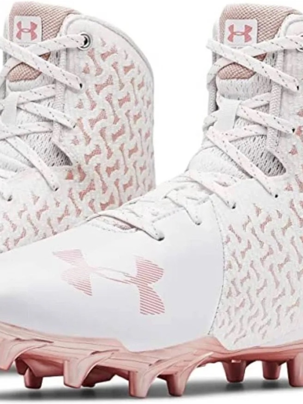 Under Armour Women’s Highlight MC White and Pink Cleated Athletic cleats size 8
